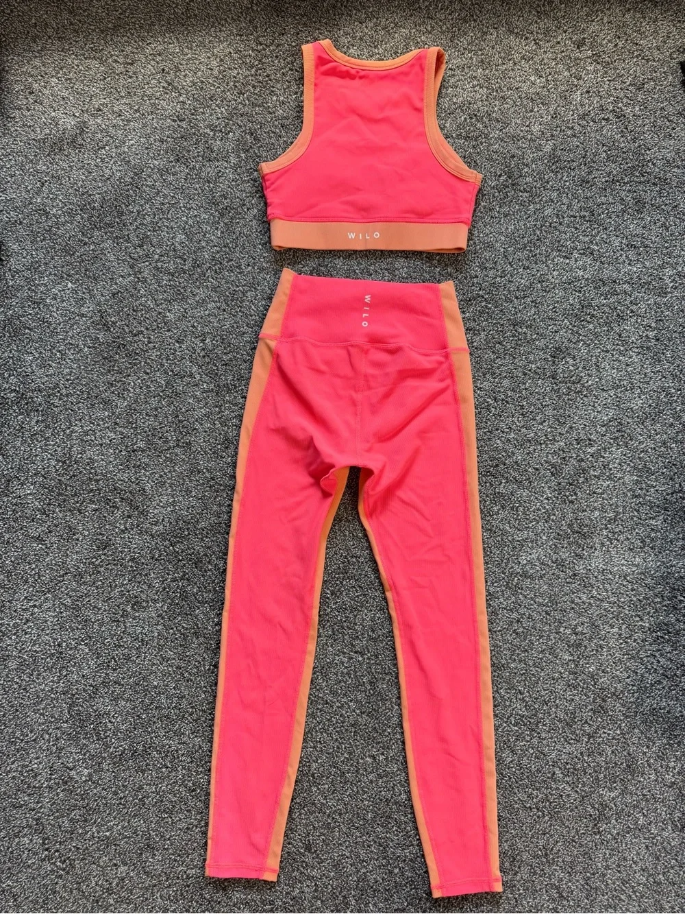 Wilo The Label Ribbed Sports Bra Leggings Set Pink Peach Size Small